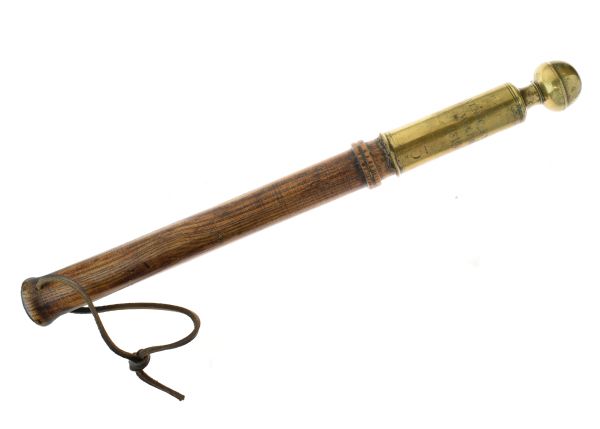 Early 19th Century tip-staff, brass top engraved Saint Ewins Ward 1819 '3, the round wooden handle