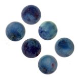 Six Ruskin turquoise glazed circular discs, impressed mark to base, 30mm diameter Condition: Some