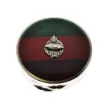 Military Interest - George V silver and enamel compact, bearing the crest and colours of the Royal