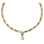 18ct gold chain, with diamond set drop, by Martin & Co of Cheltenham, the three part diamond set