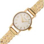 Longines - Lady's 9ct gold mechanical wristwatch on a 9ct gold bracelet, 16g gross, cased -