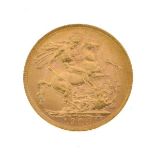 Gold Coin - Edward VII sovereign 1904 Condition: Signs of surface wear heavier on Monarch's side -