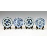 Geldersmalsen Cargo - Four Chinese Qing Dynasty blue and white porcelain export Lotus plates,