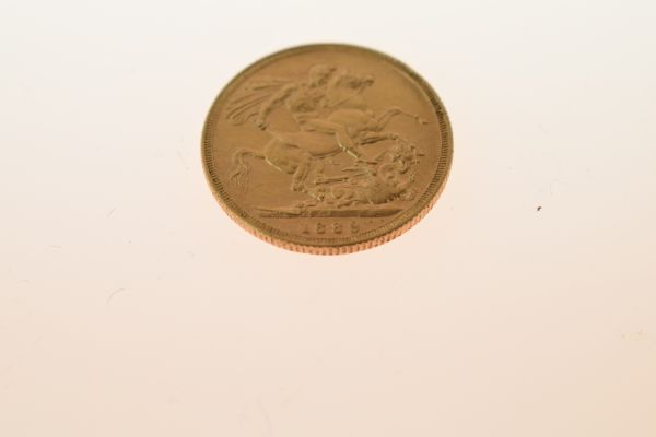 Gold Coin, - Victorian sovereign 1889, Jubilee head Condition: Some scratching and surface wear - If - Image 2 of 4