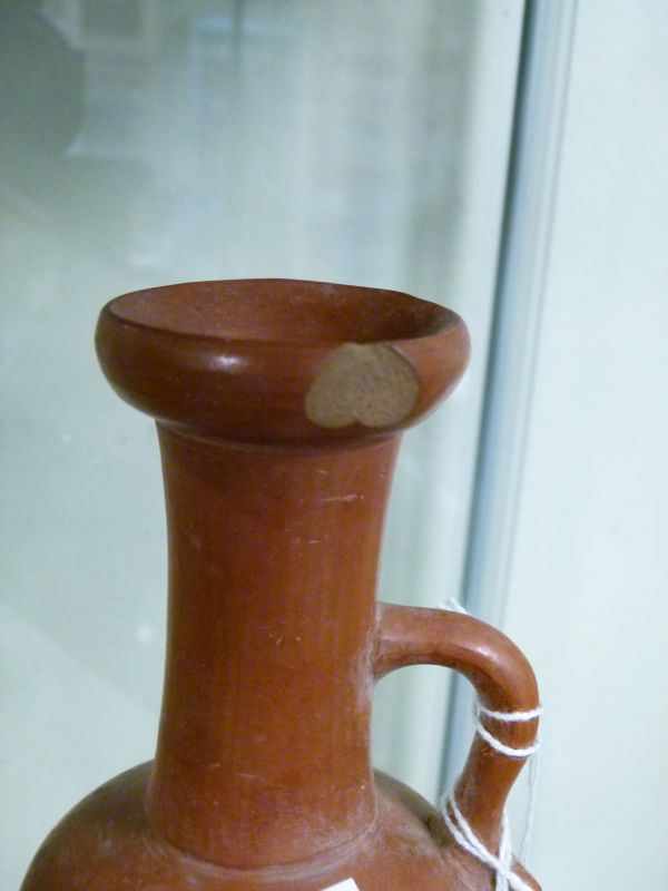 Antiquities - Four items of pottery comprising a glazed terracotta bottle vase of tapering slender - Image 6 of 6