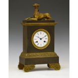 Mid 19th Century French gilt and anodised brass and bronze mantel clock, Raingo Freres a Paris,