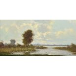 H. Reuter (1913-1985) - Oil on canvas - 'On the Marshes', signed bottom right, 38.5cm x 78cm, with