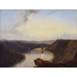 James Baker Pyne R.B.A (1800-1870) - Oil on canvas - The Avon Gorge, Bristol at dusk, 31cm x 40cm,