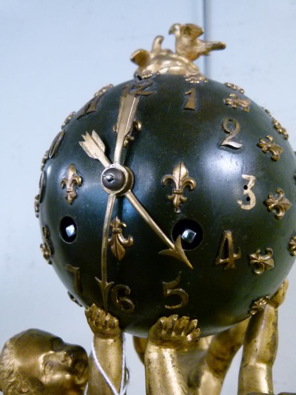 Late 19th Century French gilt metal and alabaster figural mantel clock, Samuel Marti, Paris, the - Image 6 of 6