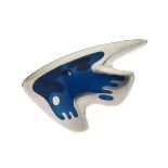 Henning Koppel for Georg Jensen - Blue enamel silver abstract brooch, No. 307, post 1945 marks and
