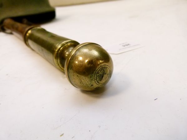 Early 19th Century tip-staff, brass top engraved Saint Ewins Ward 1819 '3, the round wooden handle - Image 6 of 6