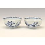 Nanking Cargo - Two Chinese blue and white porcelain 'Scholar on the bridge' bowls decorated in