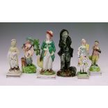 Group of early 19th Century Staffordshire pottery figures, comprising a boy emblematic of '