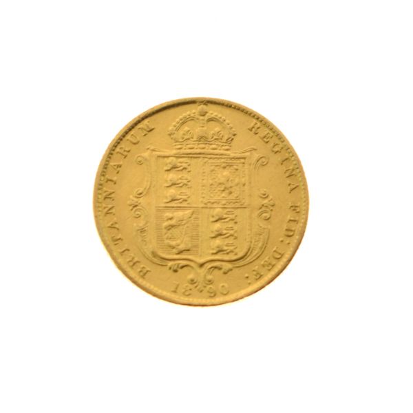 Gold Coin, - Victorian half sovereign 1873, young head, shield back Condition: Some surface wear -
