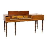 George III inlaid mahogany square piano, the rectangular top with rosewood crossbanding, boxwood and