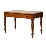 Railway Interest - Late 19th/early 20th Century mahogany two-drawer side table having a moulded
