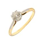 Diamond single stone ring, stamped '18ct & PT', the old cut stone of approximately 0.5 carats,