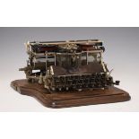 Early 20th Century oak-cased Hammond Multiplex typewriter, with three registers of keys over