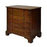 Late 18th/early 19th Century oak chest of drawers of small proportions, the moulded two-piece