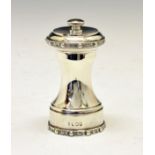 Elizabeth II silver pepper mill, of traditional design with decorative Celtic border, Birmingham and