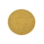 Gold Coin, - George III spade guinea 1793 Condition: Surface wear and some minor nicks to coin -