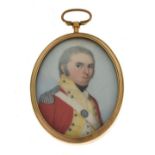Frederick Buck (1771-1839) - Miniature portrait of a red coated officer, 30th Regiment of foot, in