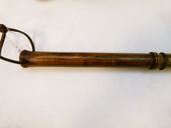 Early 19th Century tip-staff, brass top engraved Saint Ewins Ward 1819 '3, the round wooden handle - Image 2 of 6