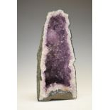 Amethyst geode of 'Cathedral' type, 38cm high Condition: Lower left corner if naturally canted and