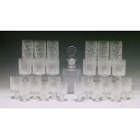 Suite of 1960's retro glassware, probably 'Glacier' pattern by Geoffrey Baxter for Whitefriars,