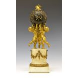 Late 19th Century French gilt metal and alabaster figural mantel clock, Samuel Marti, Paris, the