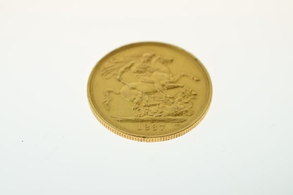 Gold Coin, - Victorian double sovereign 1887, Jubilee head Condition: Surface wear and light - Image 2 of 4