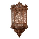 Late 19th /early 20th Century Indian carved teak wall bracket, finely carved with architectural