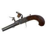 40 bore flintlock box lock pocket pistol, circa 1820, steel turn-off barrel 4.5cm, lightly