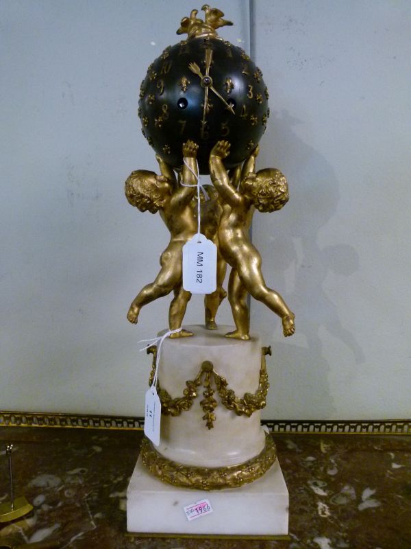 Late 19th Century French gilt metal and alabaster figural mantel clock, Samuel Marti, Paris, the - Image 2 of 6