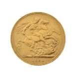 Gold Coin, - Victorian sovereign 1880, young head Condition: Surface wear and scratching - If you