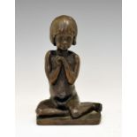 Modern limited edition bronzed sculpture of a seated child, possibly Sarah Adams for Fine Bronze