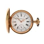 A.H. Rodanet - 18ct gold 19th Century half hunter fob watch, stamped 18 and Swiss control marks, the