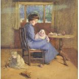 Late 19th/early 20th Century English School - Watercolour - Mother and baby, unsigned, 61cm x 60cm