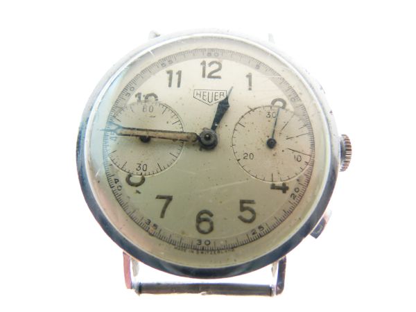 Mid 1940's Gentleman's manual wind chronograph watch head, having a chrome plated three body case, - Image 2 of 8