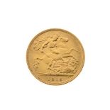 Gold Coin, - George V half sovereign 1915, Sydney mint Condition: Surface wear and light