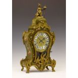 Late 19th/early 20th Century French Louis XV-style green-lacquer bracket clock, with bracket, the
