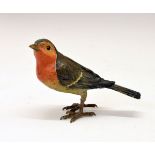 Early 20th Century cold-painted bronze figure of a robin, retaining much original paint, 8cm high