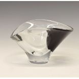 Kosta Boda - 'Artists Choice' oval vase, with internal black oval design, base engraved Kosta