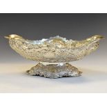 Victorian silver fruit basket, on pedestal stand with allover embossed classical decoration,