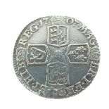 Coins - Queen Anne silver sixpence 1707 Condition: While the ribbing to the edge is all intact the