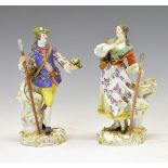 Pair of 20th Century Meissen porcelain figures of a Dancing Shepherd and Shepherdess, numbers 1774