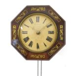 19th Century brass-inlaid rosewood-cased 'Black Forest' type 'Postman's Alarm' style wall clock, the
