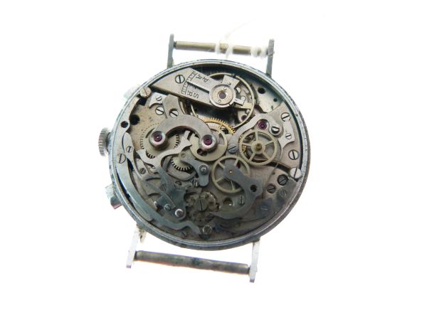 Mid 1940's Gentleman's manual wind chronograph watch head, having a chrome plated three body case, - Image 7 of 8