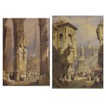Samuel Prout RSA (1783-1852) - Pair of watercolours - Cologne market scene, 42cm x 30cm, the other a