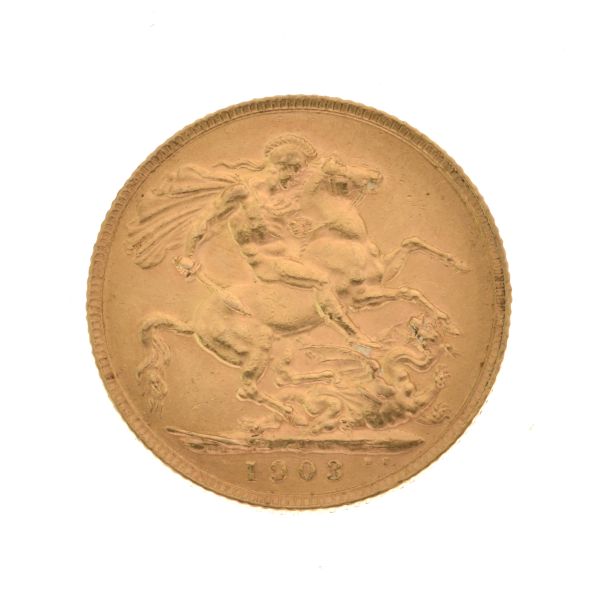 Gold Coin - Edward VII sovereign 1903 Condition: Signs of surface wear and light scratching - If you